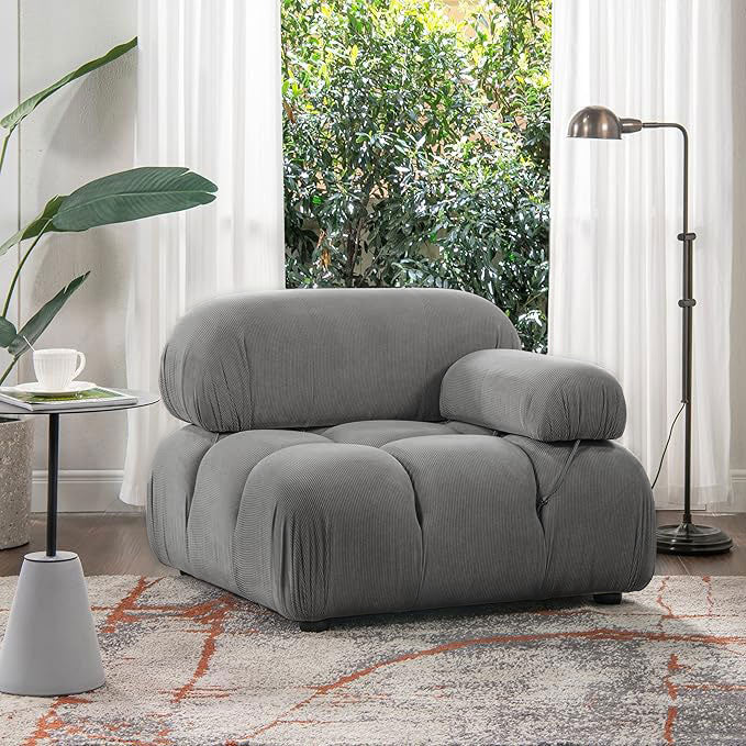 Waveform Cloud Sofa – Grey Corduroy Double Armrest Seat (In-Stock Big Discount)