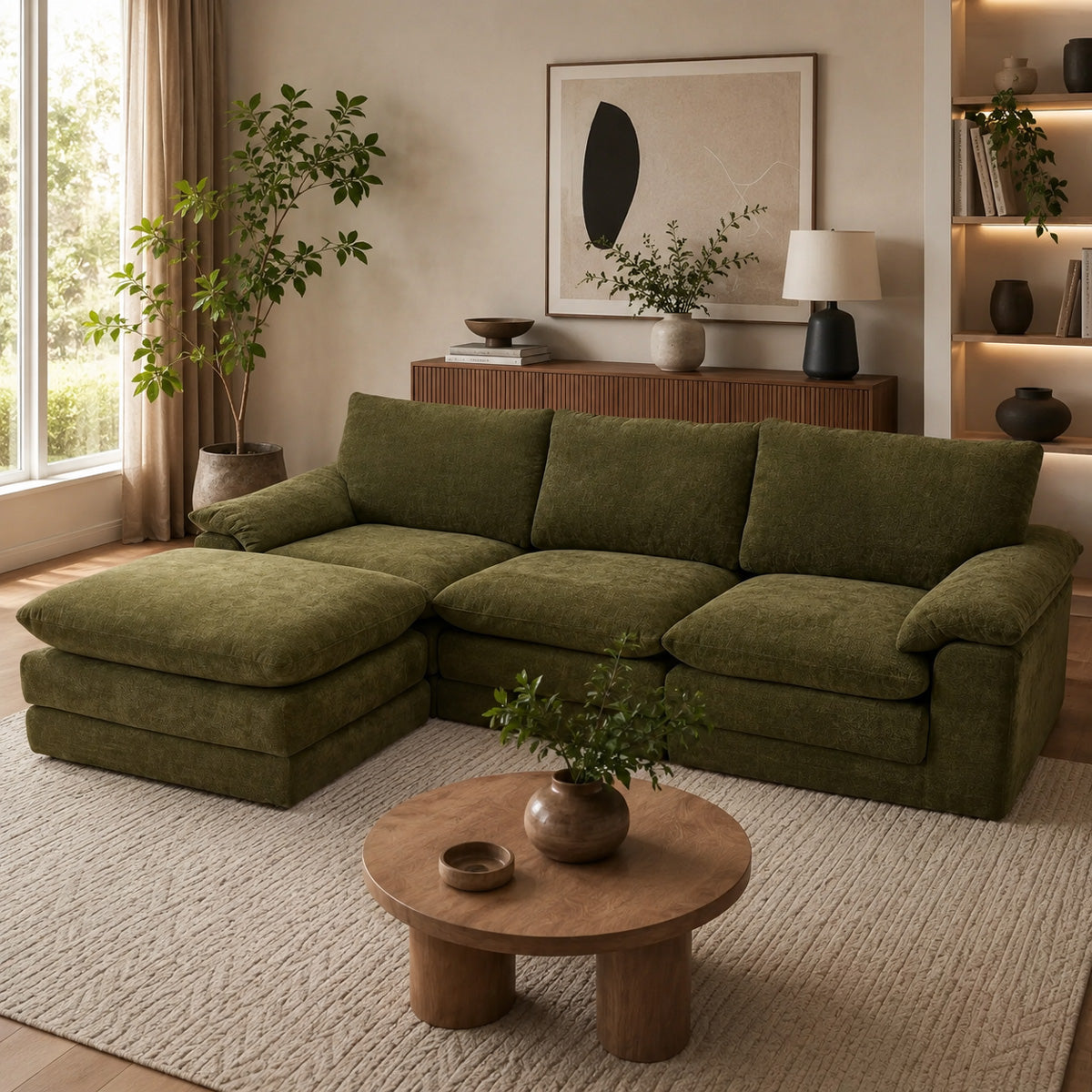 L-Shape Modular Sofa with Ottoman