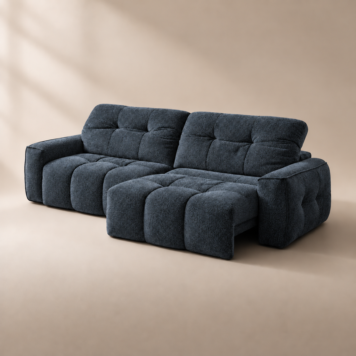 CloudNest sofa in Performance Diamond Charcoal Mist D8 — digital upholstery preview