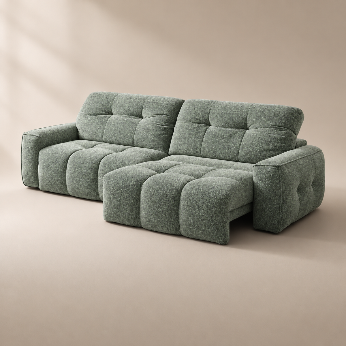 CloudNest sofa in Performance Diamond Seafoam Mist D5 — digital upholstery preview
