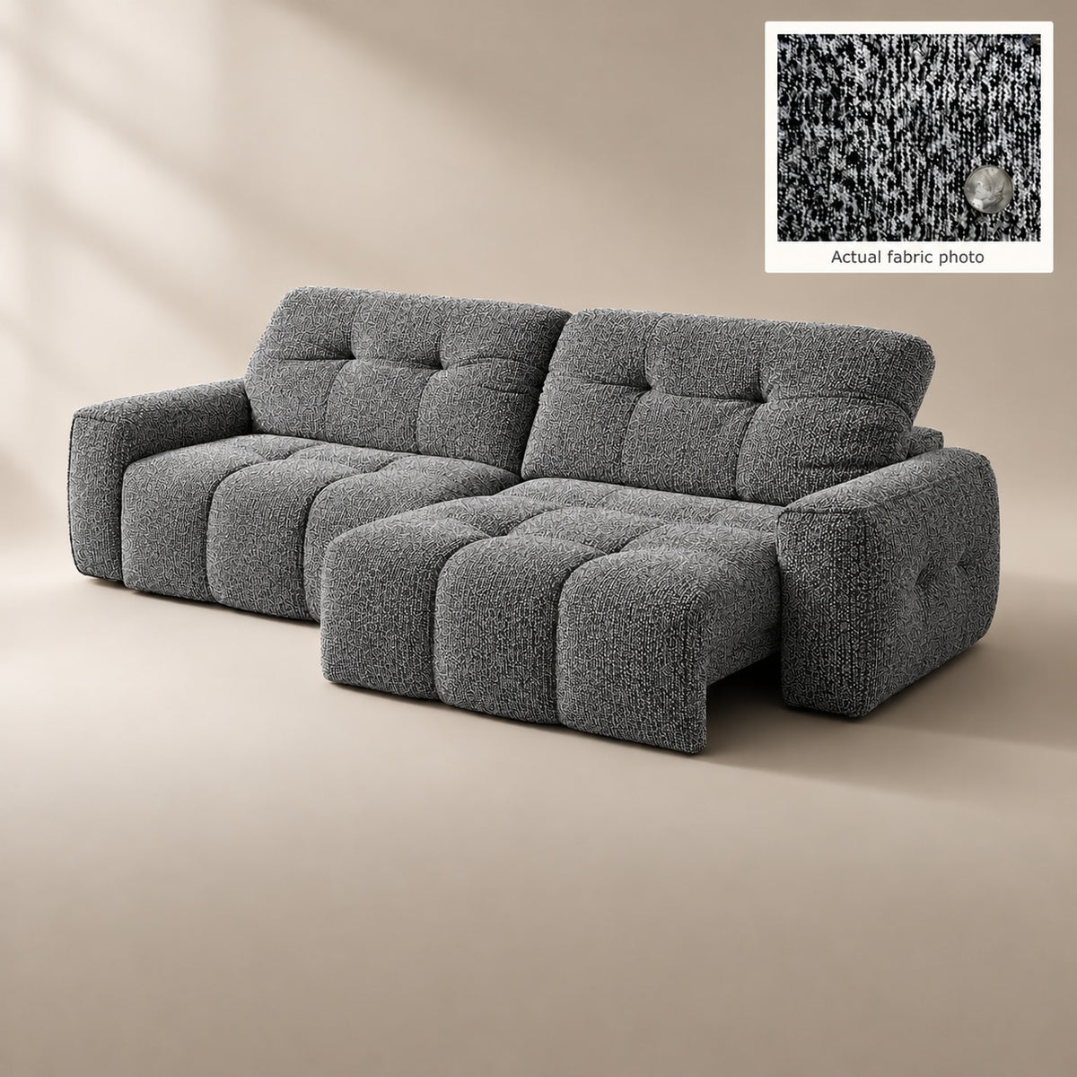 CloudNest colour preview — Premium Natural Plant Fabric Salt & Pepper Bouclé PN01 — digital upholstery preview