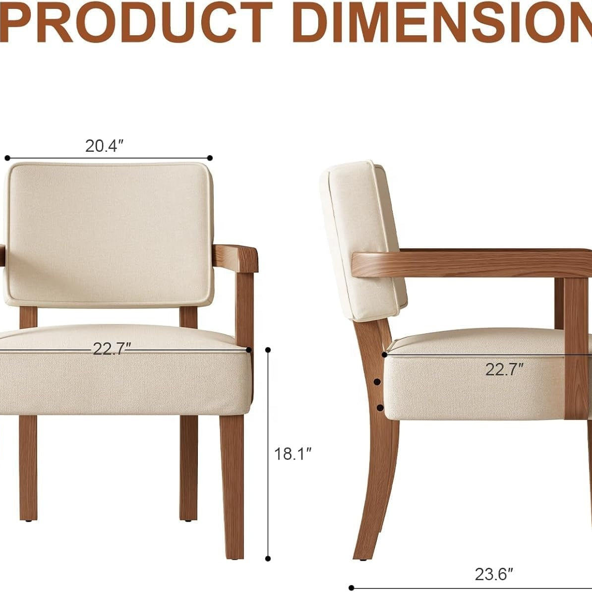 Armchair dimensions: 32.6 in high, 18.1 in seat height, 23.6 in deep
