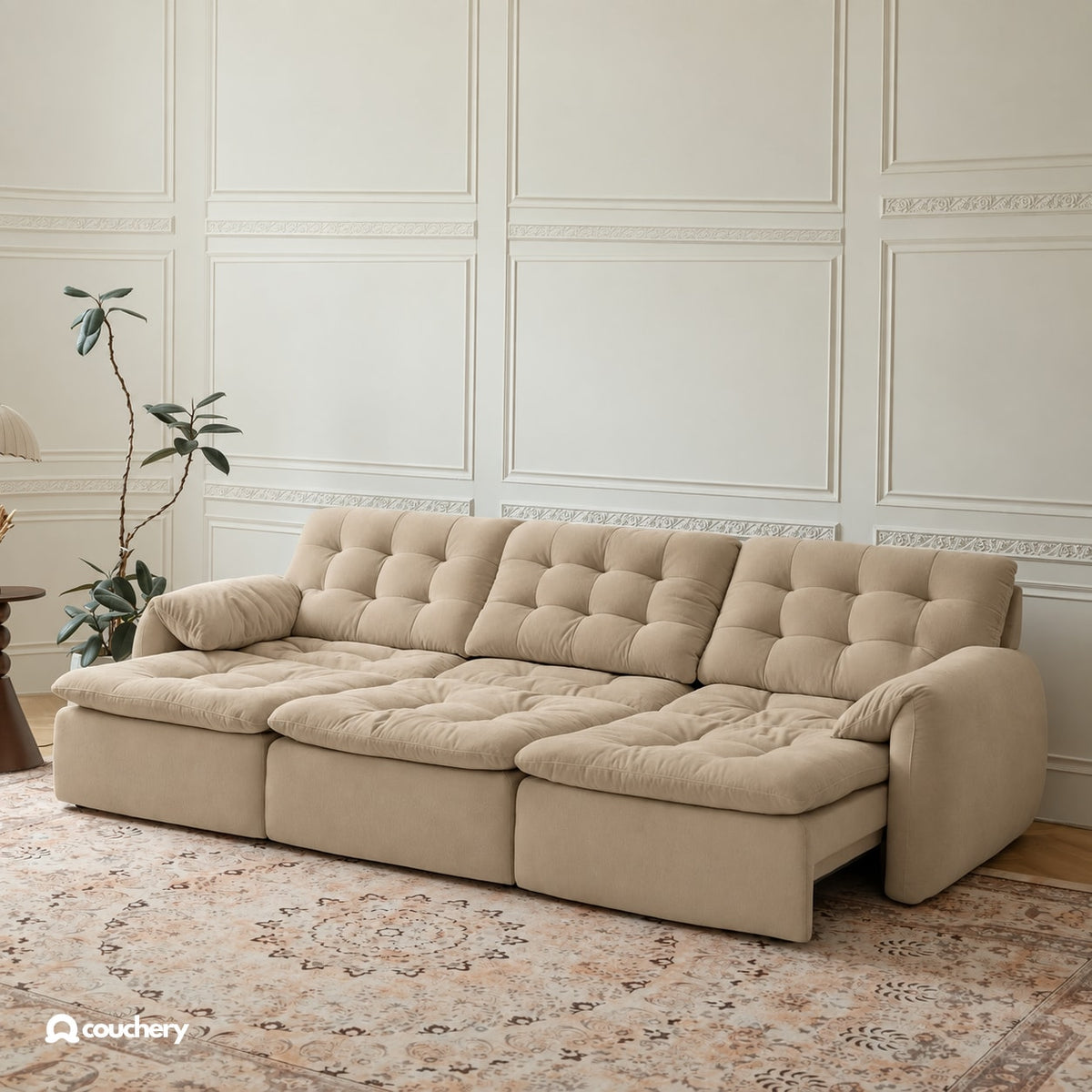 LumaNest colour preview — Oat Beige chenille · LN03