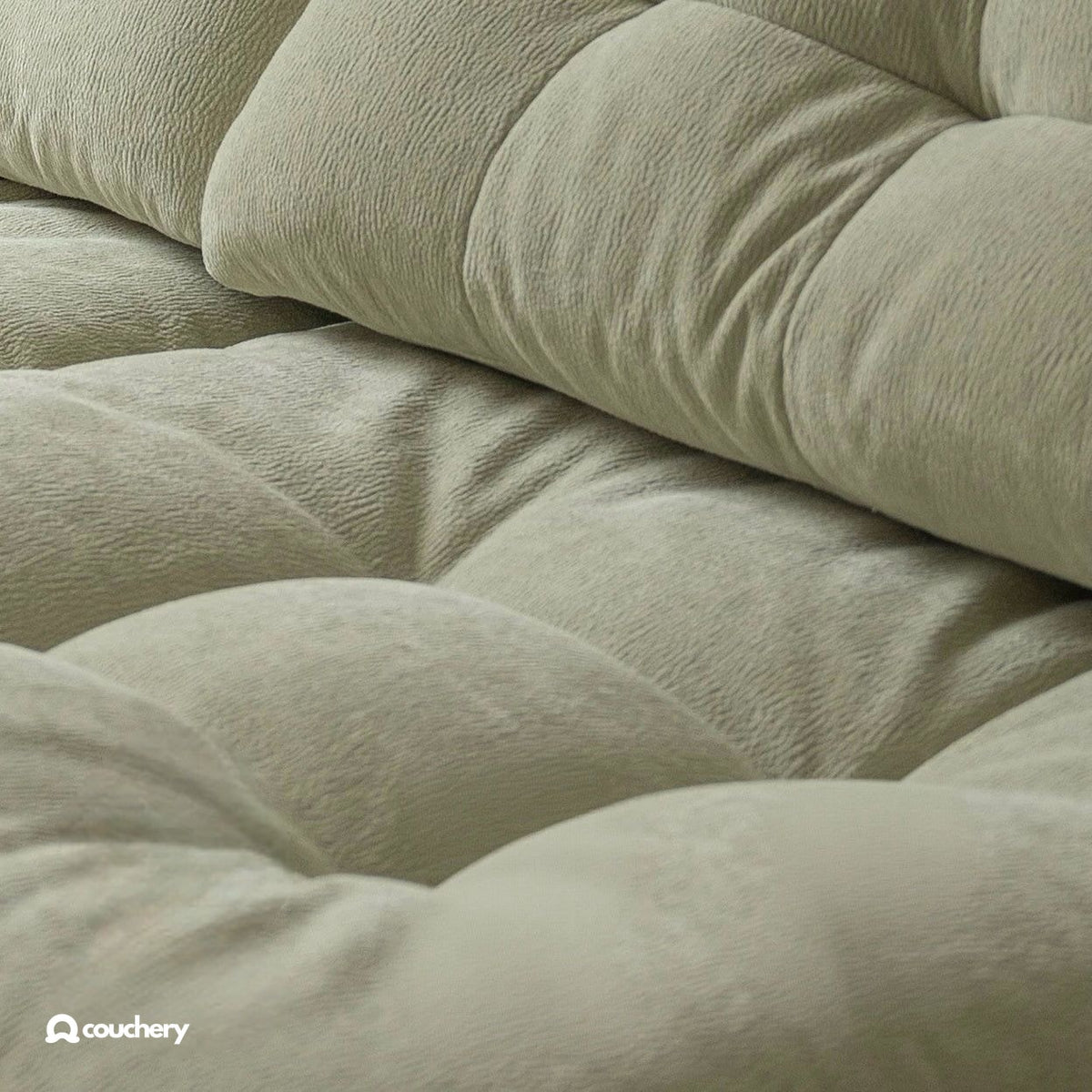 LumaNest softly tufted chenille cushion detail