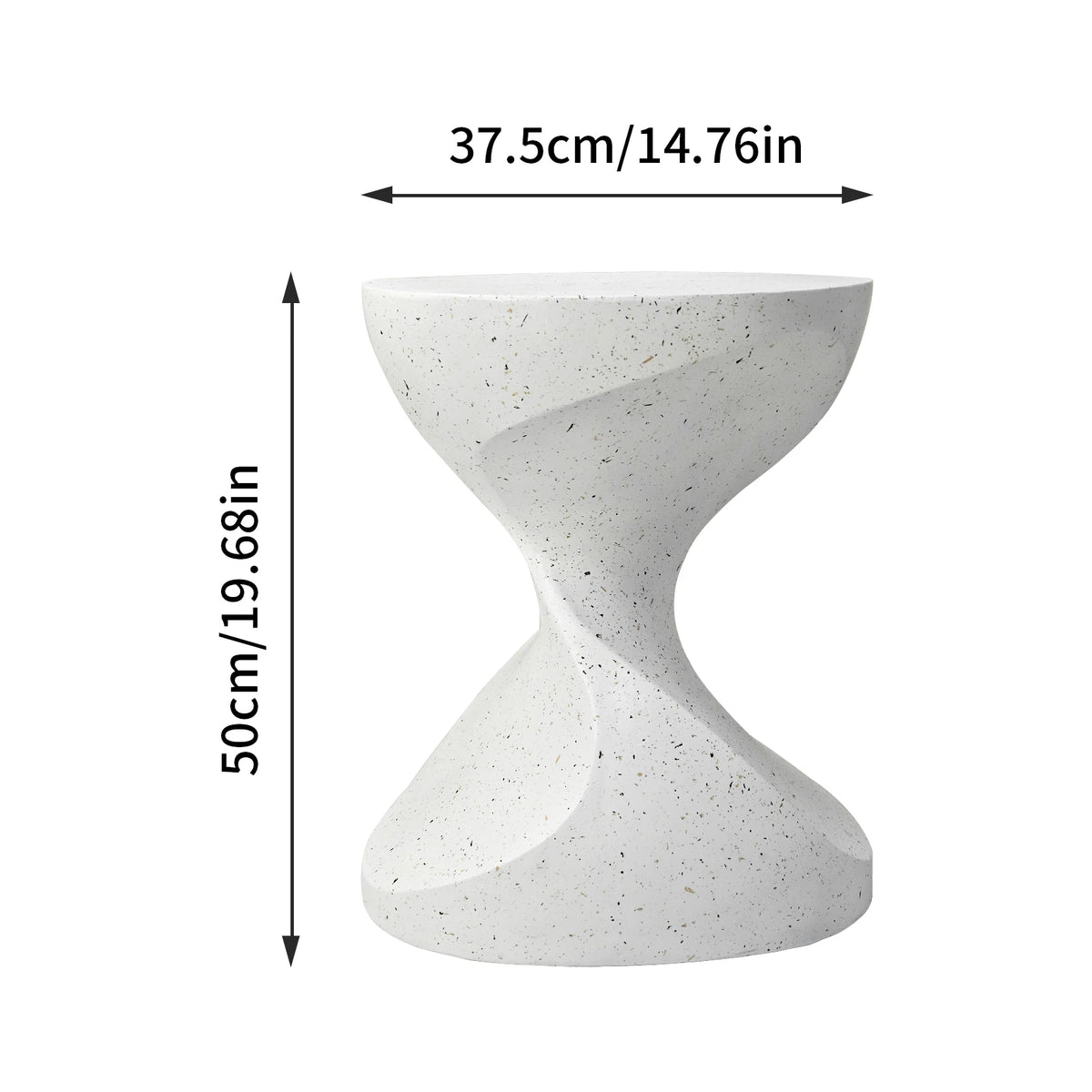 Hourglass side table dimensions 37.5 x 50 cm