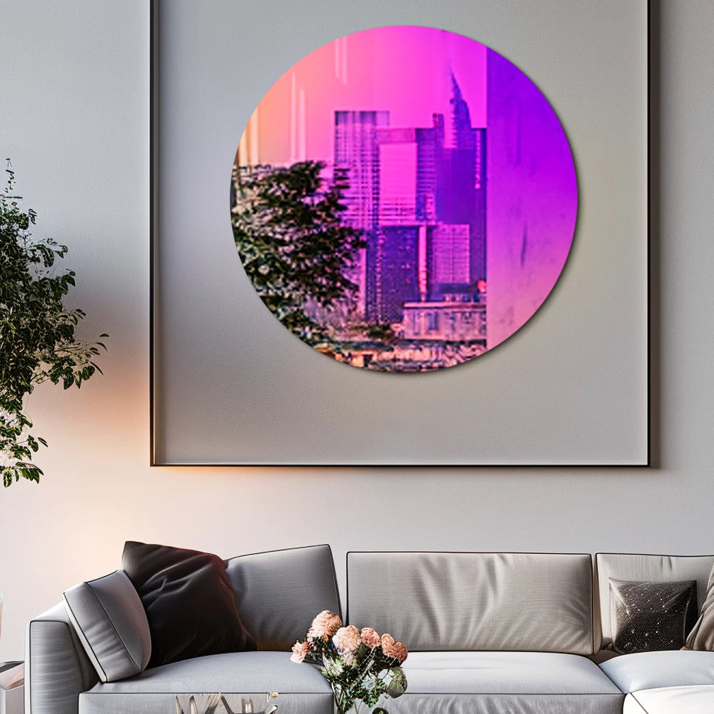 26 inch rainbow gradient mirror in a living room