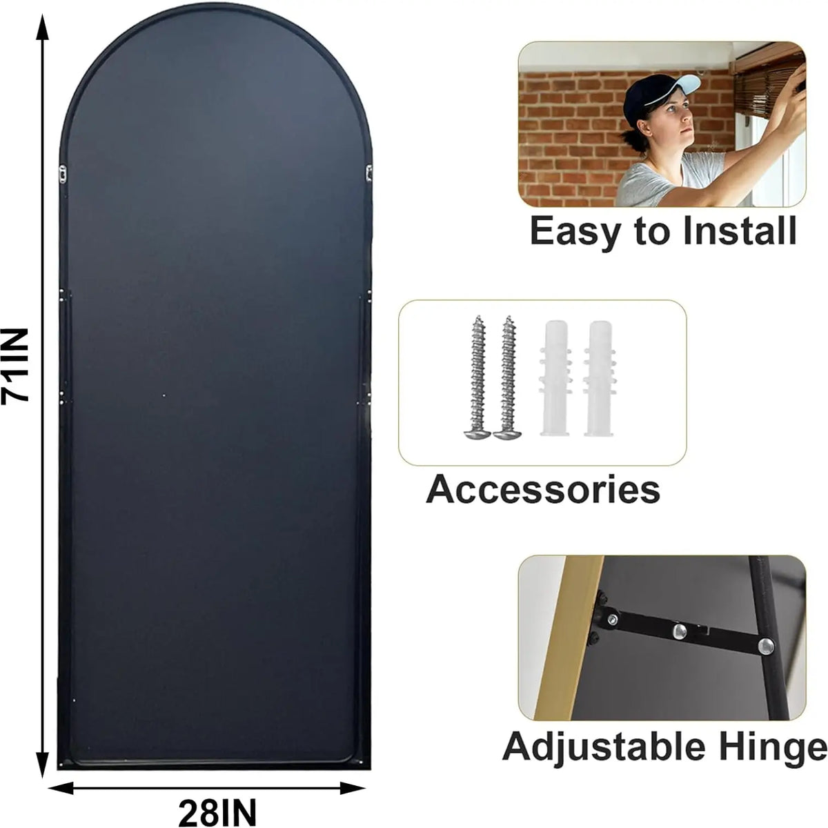 Mirror size 71 x 26 inches and accessories