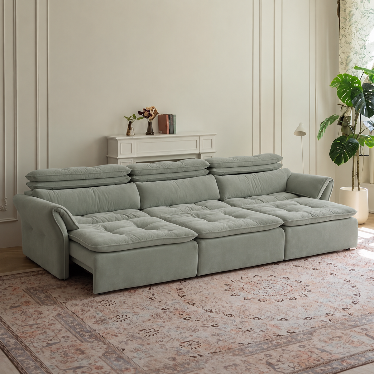 LuxeNap sofa in Eucalyptus Grey — Chenille Fabric colour preview