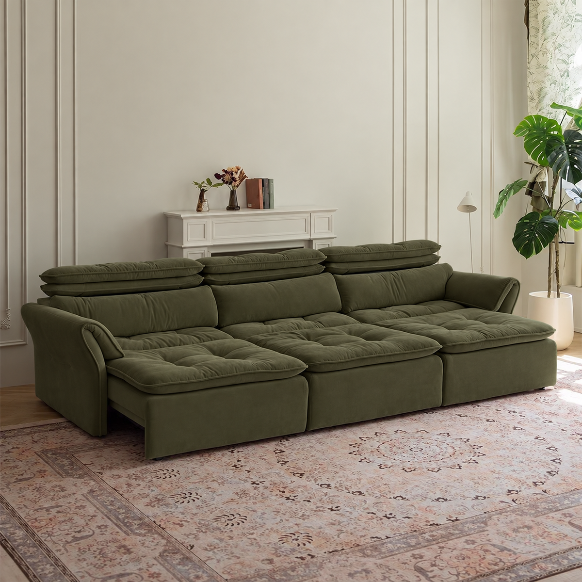 LuxeNap sofa in Forest Olive — Chenille Fabric colour preview