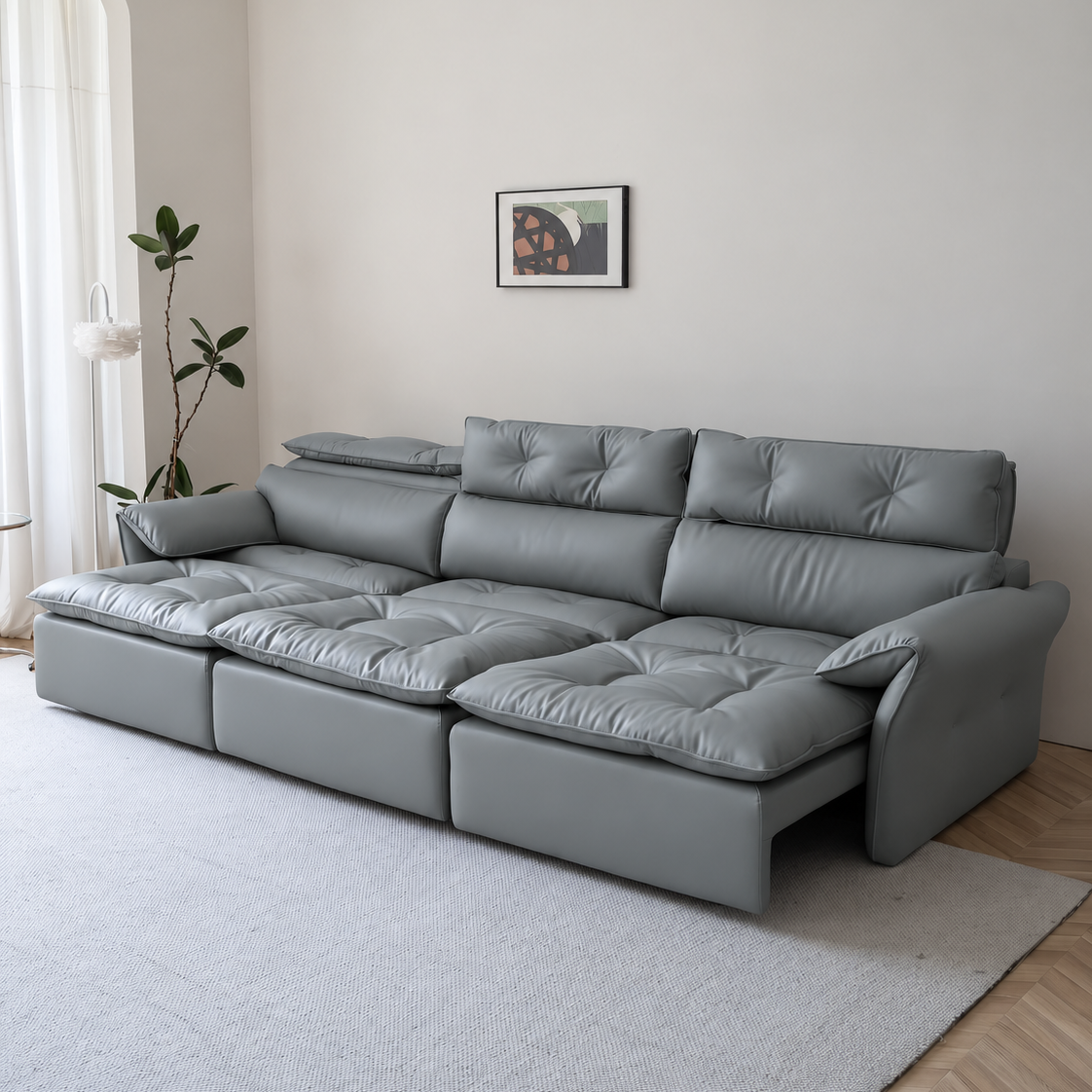 LuxeNap sofa in Cool Ash — Eco Genuine Leather colour preview