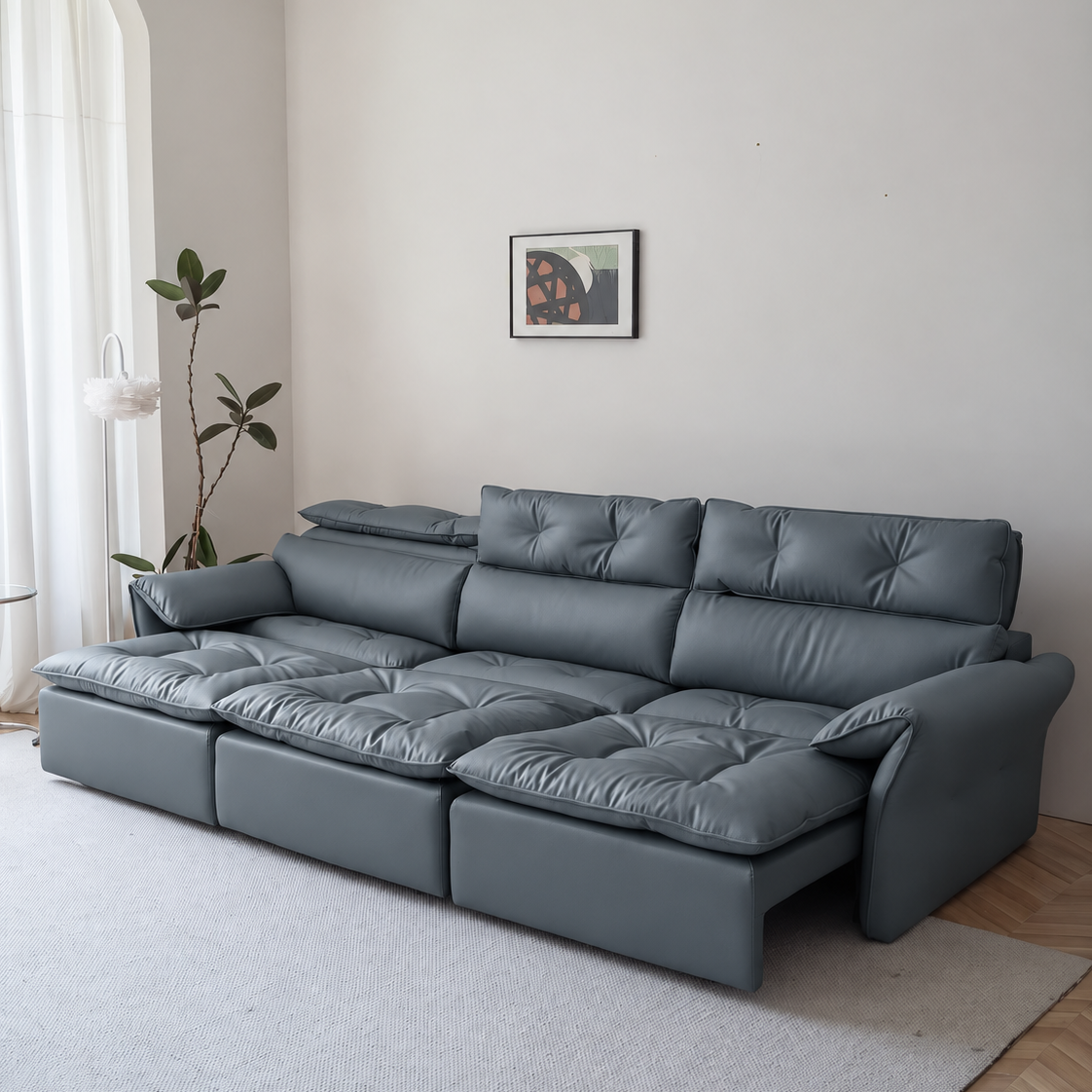 LuxeNap sofa in Storm Blue — Eco Genuine Leather colour preview