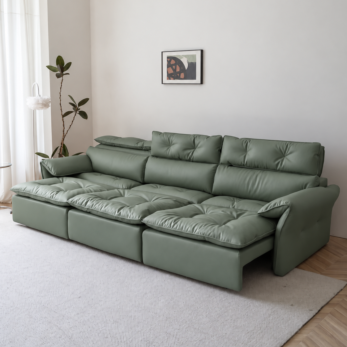 LuxeNap sofa in Willow Green — Eco Genuine Leather colour preview