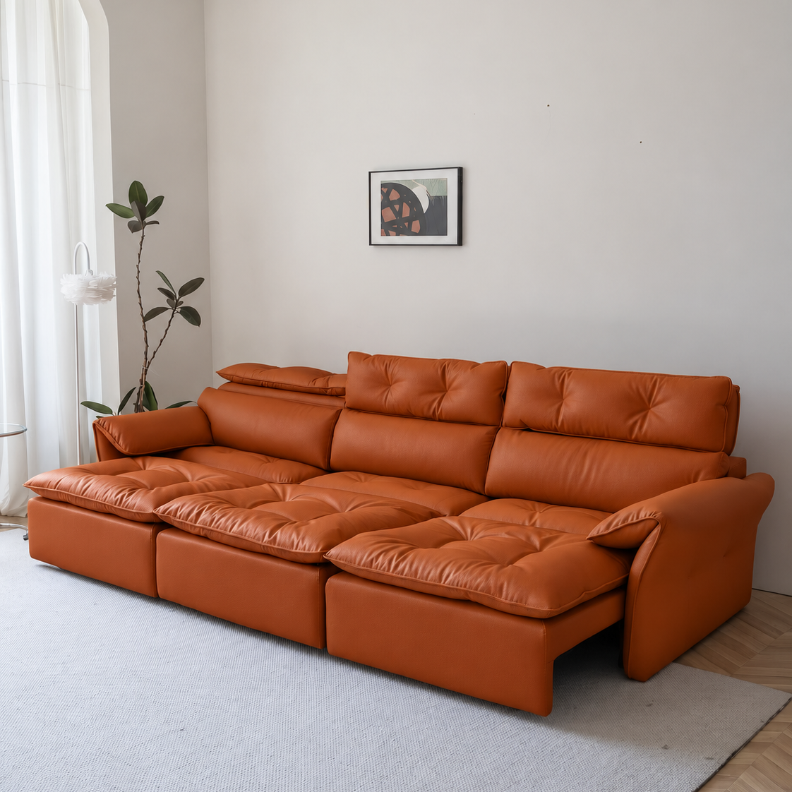 LuxeNap sofa in Ember Orange — Eco Genuine Leather colour preview