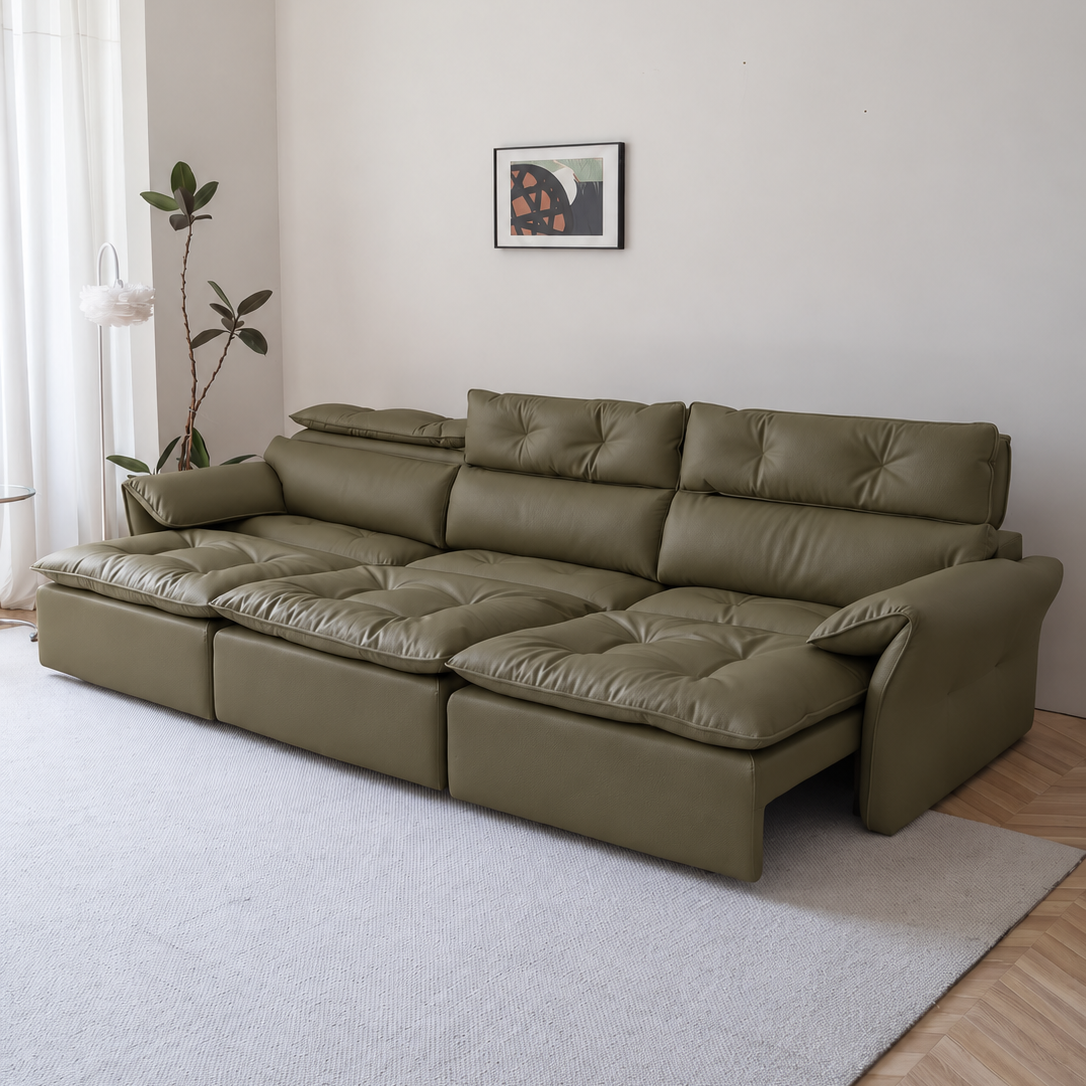 LuxeNap sofa in Woodland Olive — Eco Genuine Leather colour preview