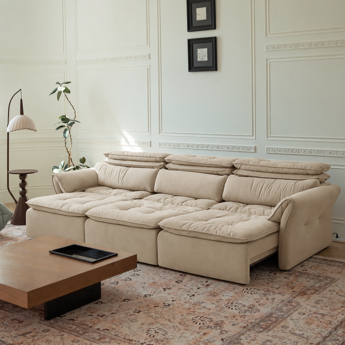 LuxeNap sofa in Soft Vanilla — Microfibre Fabric colour preview
