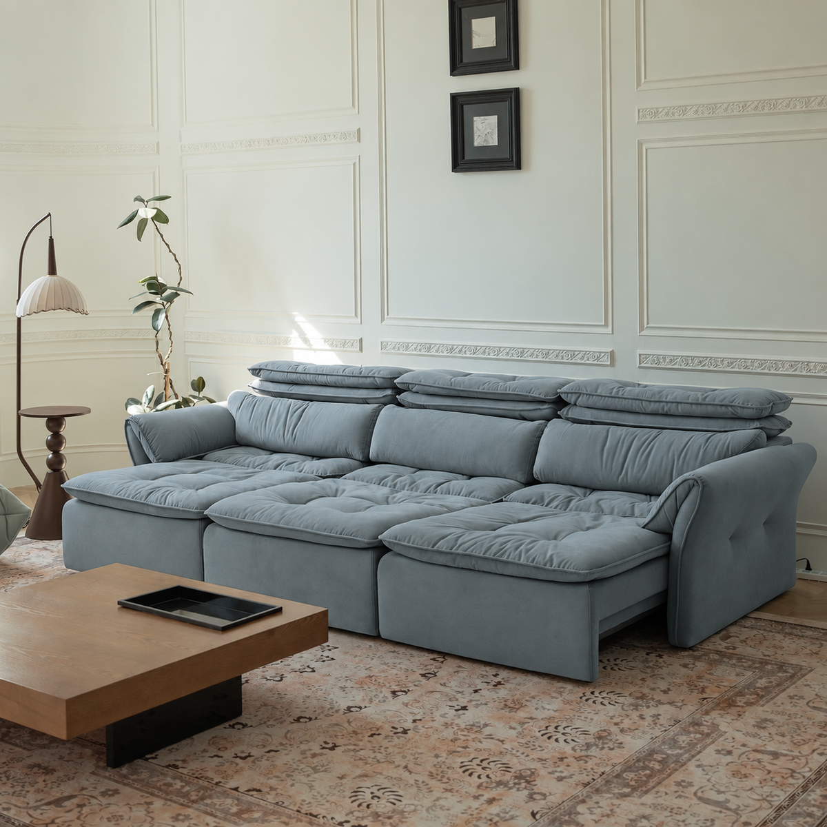 LuxeNap sofa in Baby Blue — Microfibre Fabric colour preview