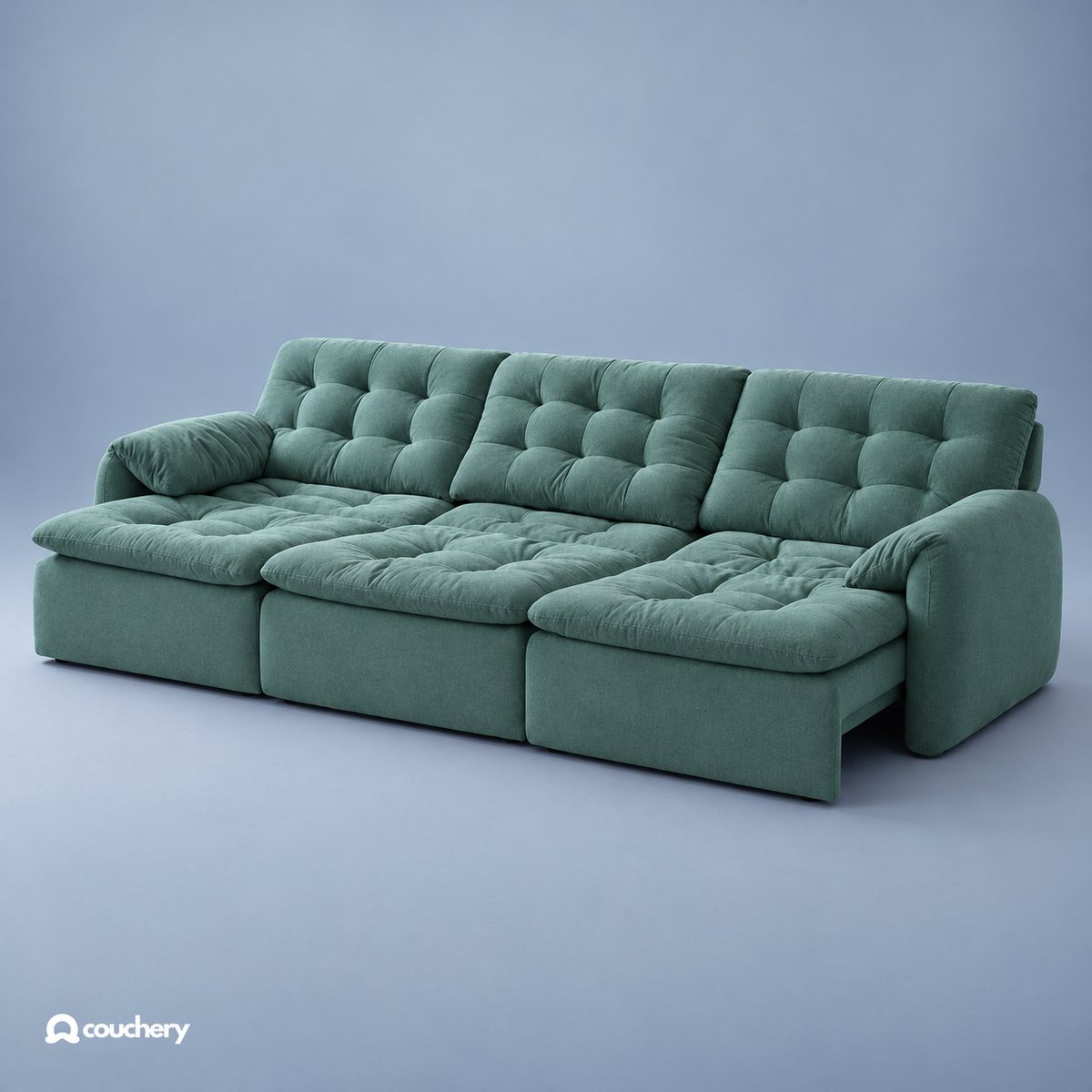 LumaNest sofa in Cloudsoft Weave Lagoon Teal CW10 — upholstery colour preview