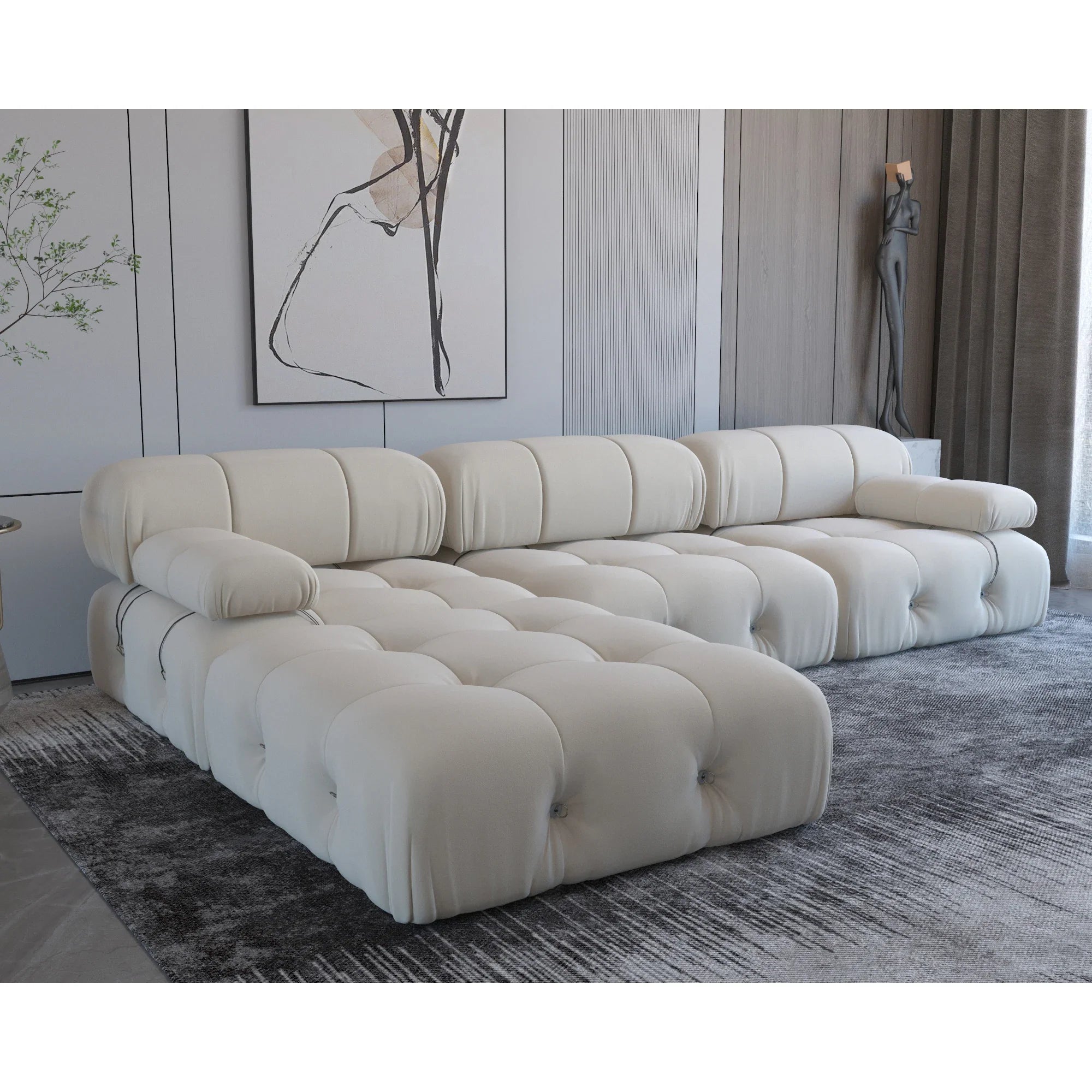 NordicNode™ L-Shape Velvet Sofa — Modular Living Room Sectional (US Stock)