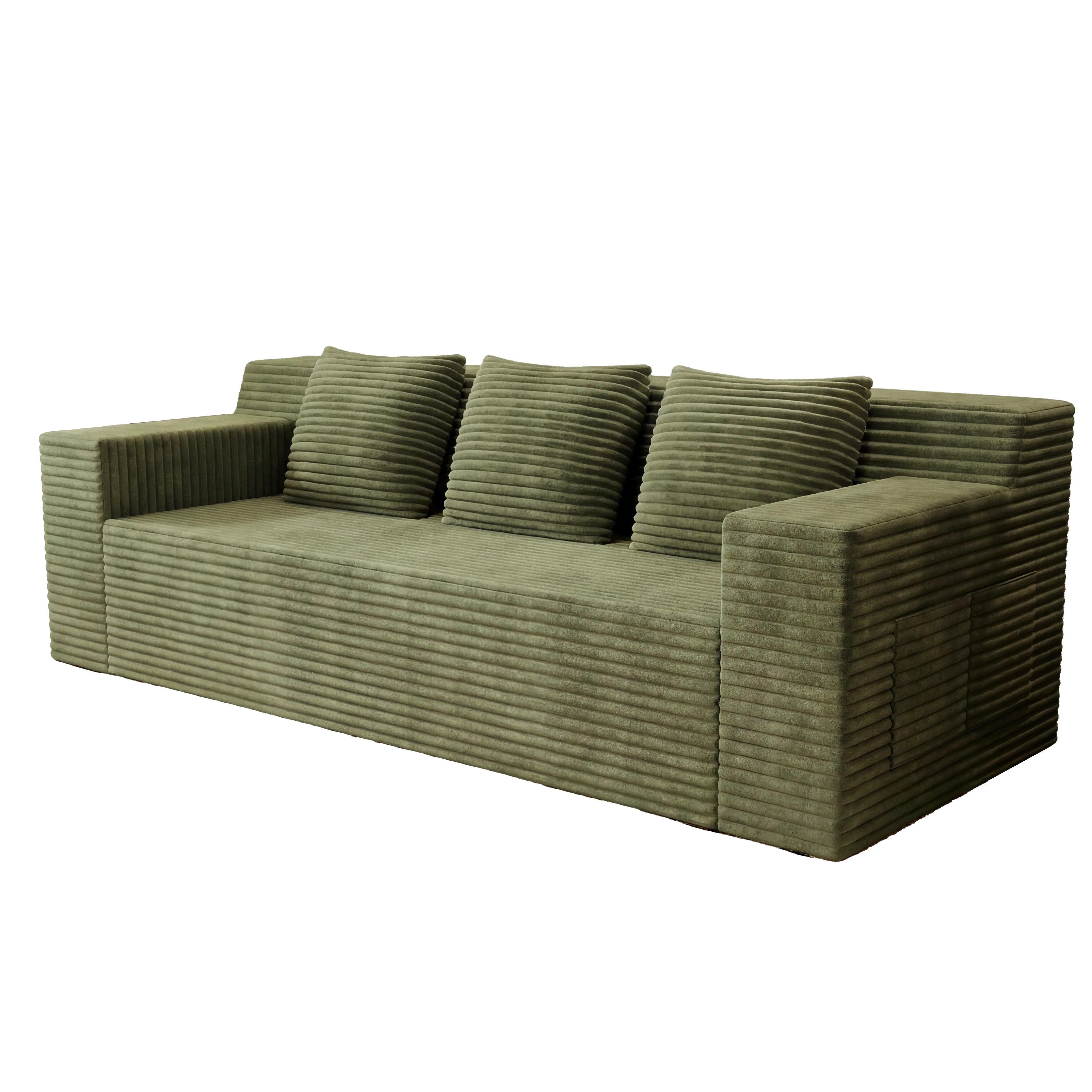 LoomLoft striped faux fur deep-seat sofa