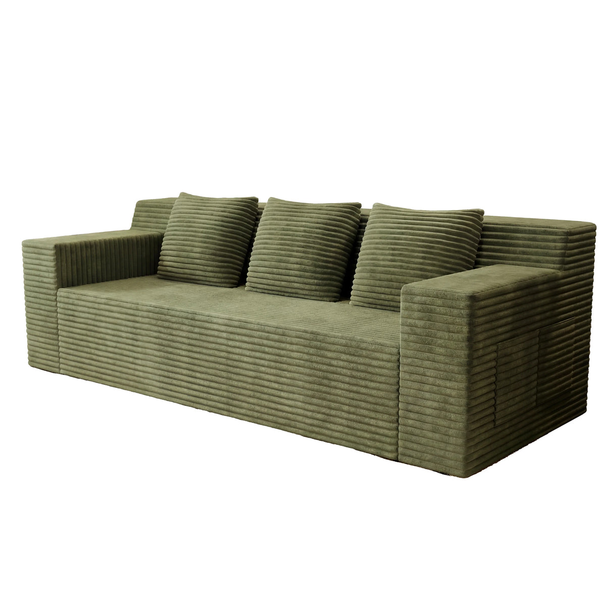 LoomLoft striped faux fur deep-seat sofa
