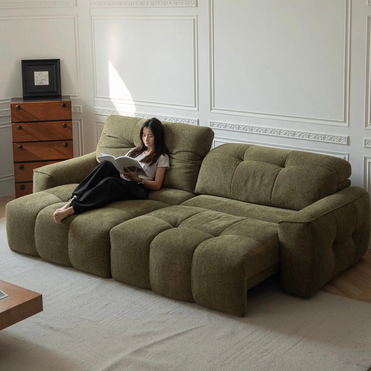 CloudNest sofa with one seat extended for lounging