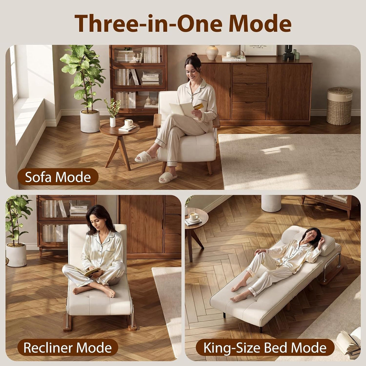 Convertible sleeper chair styled in a real living room
