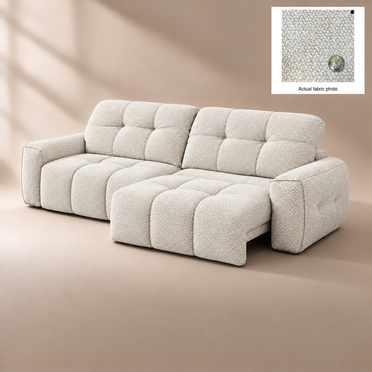 CloudNest colour preview — Premium Natural Plant Fabric Oatmilk Weave PN06 — digital upholstery preview