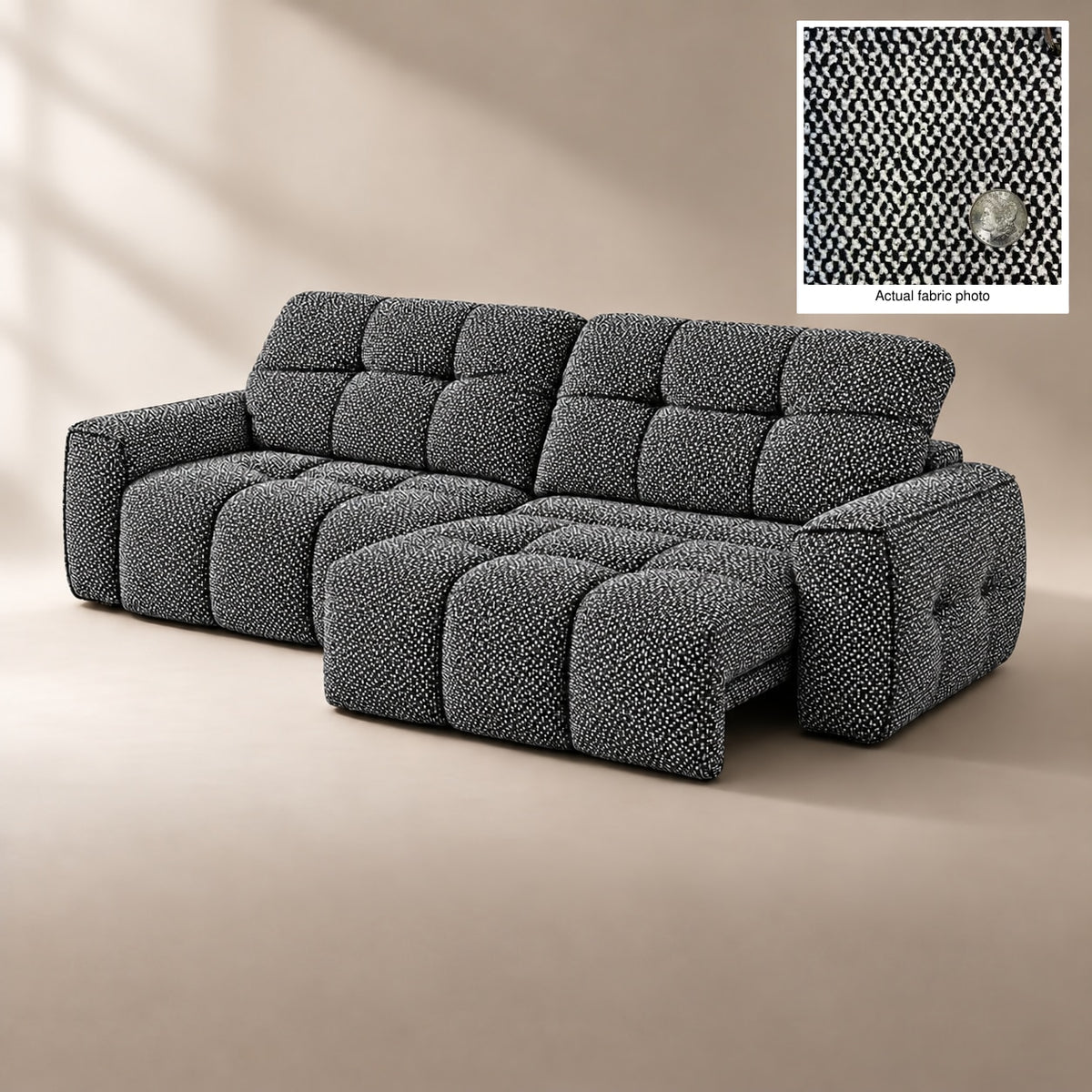 CloudNest colour preview — Premium Natural Plant Fabric Pearl & Ink Weave PN04 — digital upholstery preview
