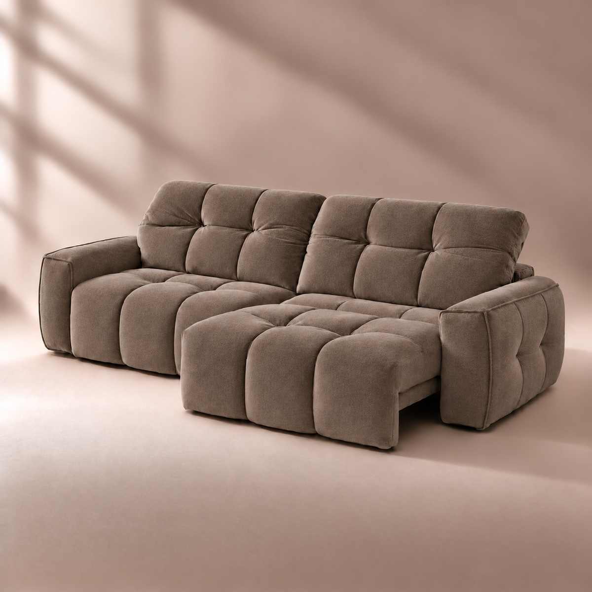 CloudNest colour preview — Performance Diamond Autumn Taupe D2 — digital upholstery visualisation