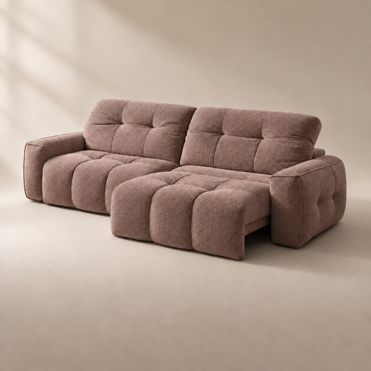 CloudNest sofa in Performance Diamond Rosewood Mist D4 — digital upholstery preview