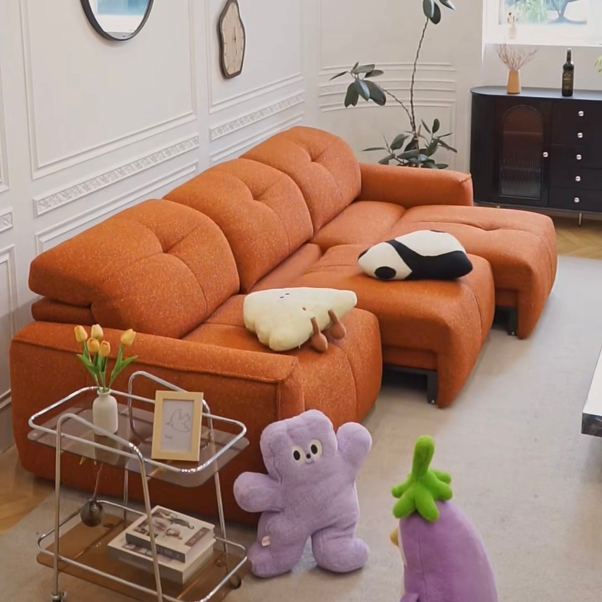CloudNest extendable sofa in burnt orange