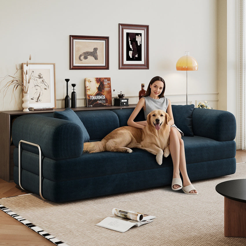 FlexForm 4-in-1 convertible corduroy sleeper sofa, king size