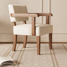 Armchair side view, walnut-tone frame