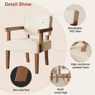 Armchair details: fabric, padded foam, solid wood legs