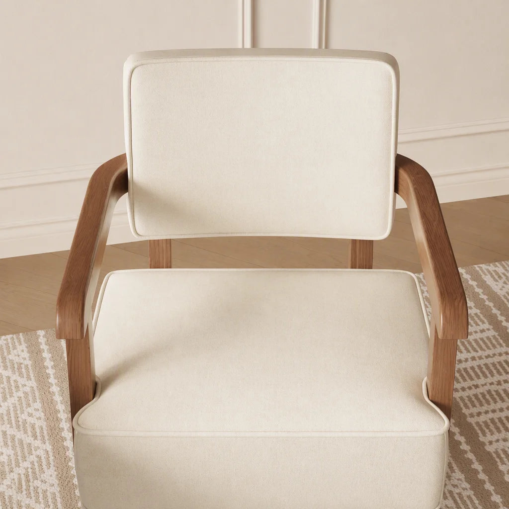 Armchair back cushion and frame from above