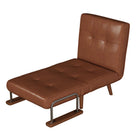 3-in-1 convertible sleeper chair in brown with walnut arms, shown as a chaise