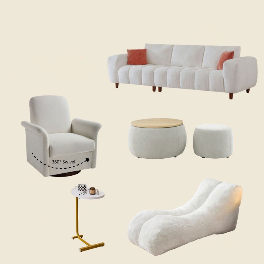 Cream living room set — angle A