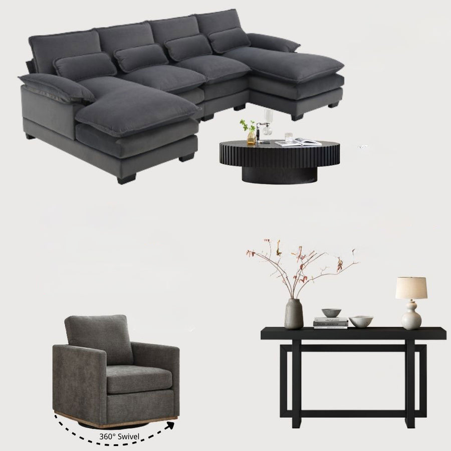 U-shaped sectional set — styled in room