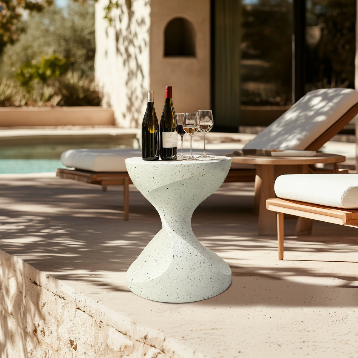 Hourglass concrete side table