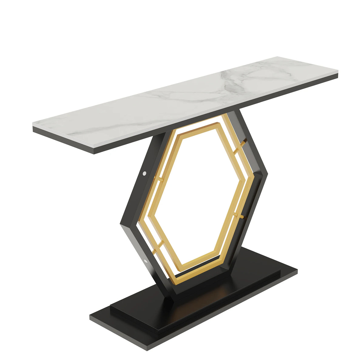 Hexagon console table on a white background