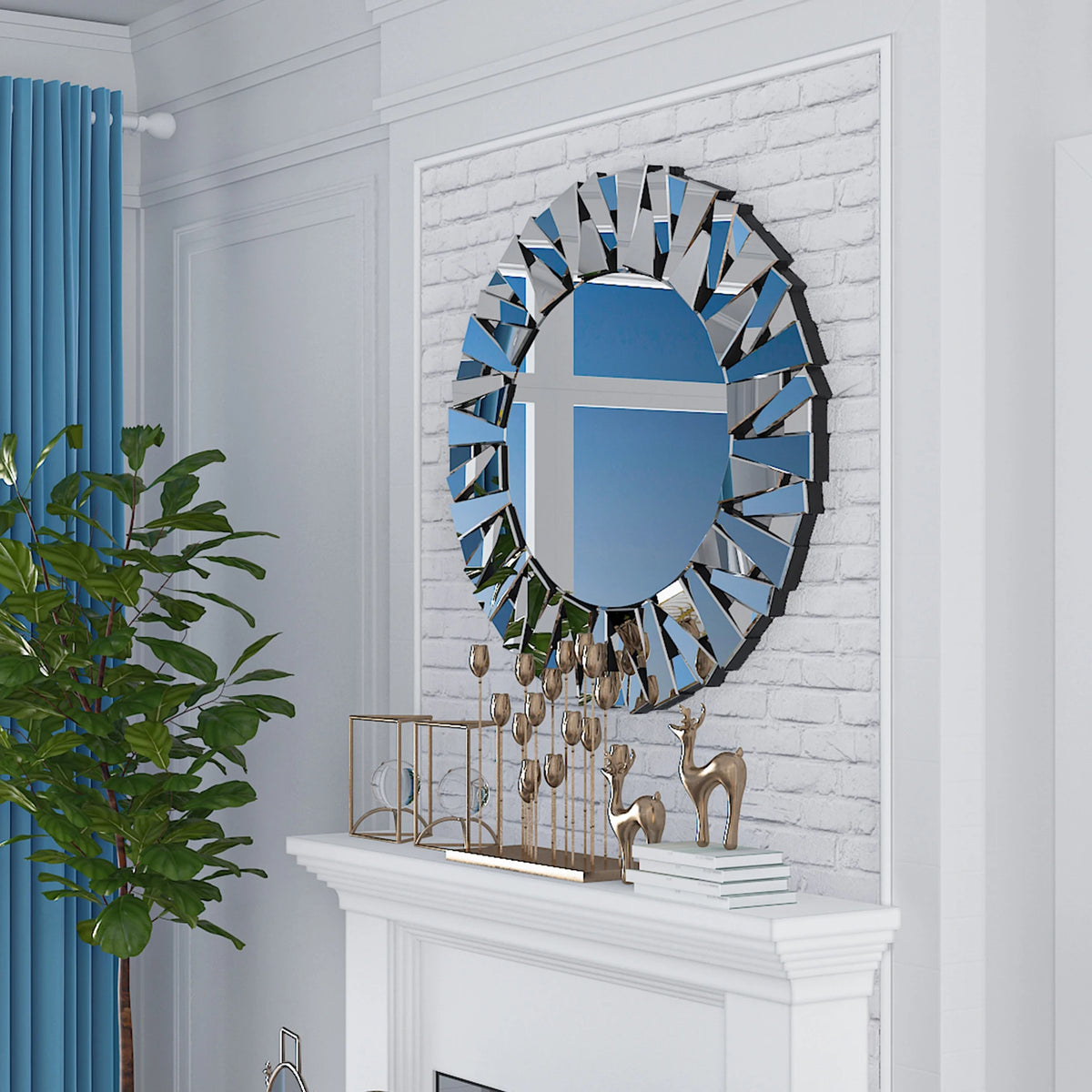 Sunburst mirror in a living room