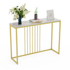 Gold console table on white background