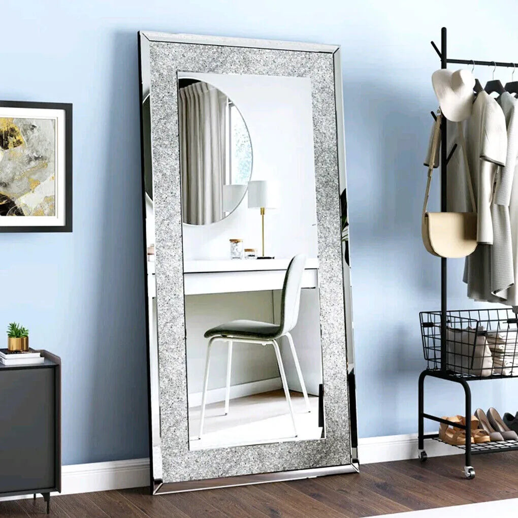 Crushed crystal mirror standing in portrait