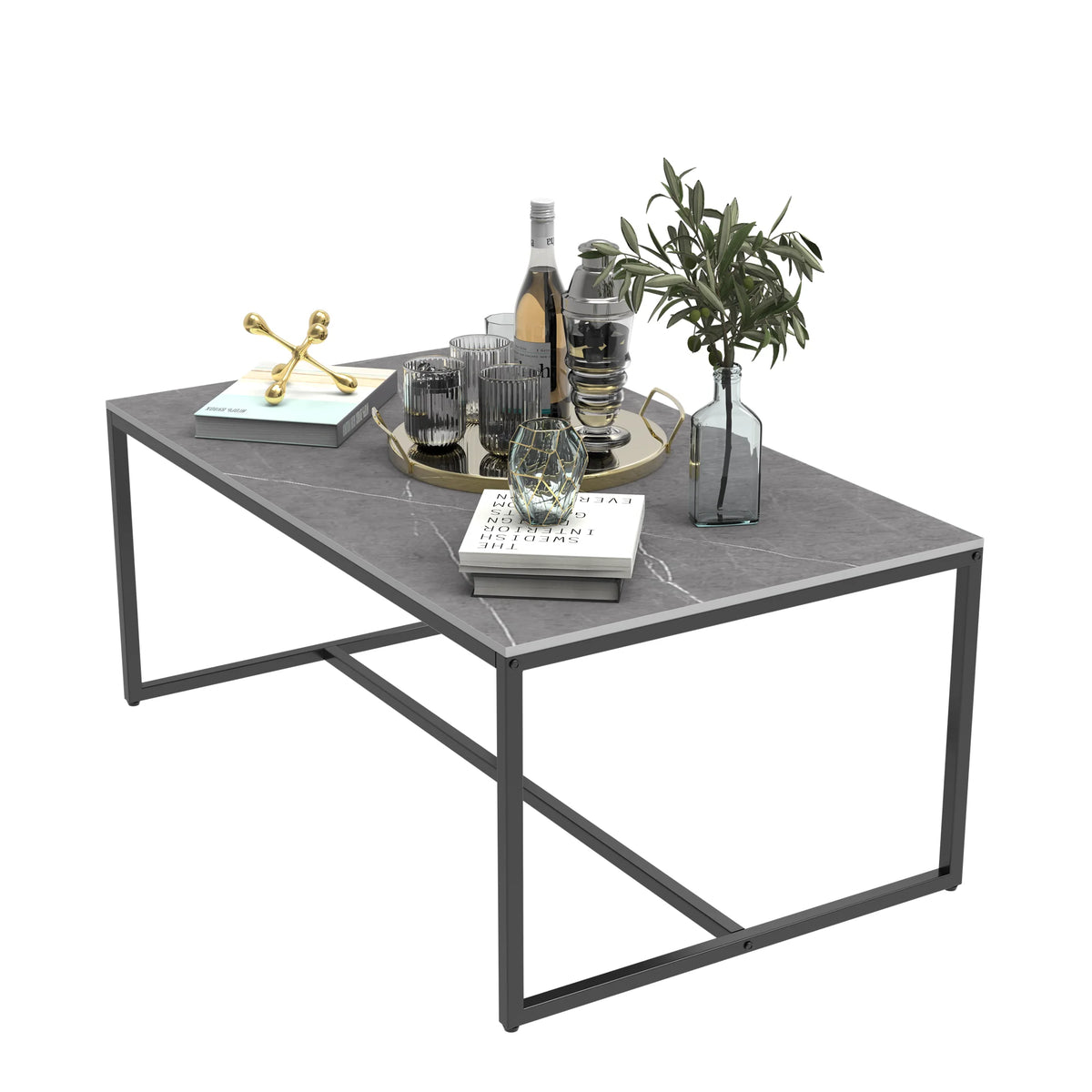 Sintered stone coffee table with grey top