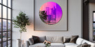 26 inch rainbow gradient mirror in a living room