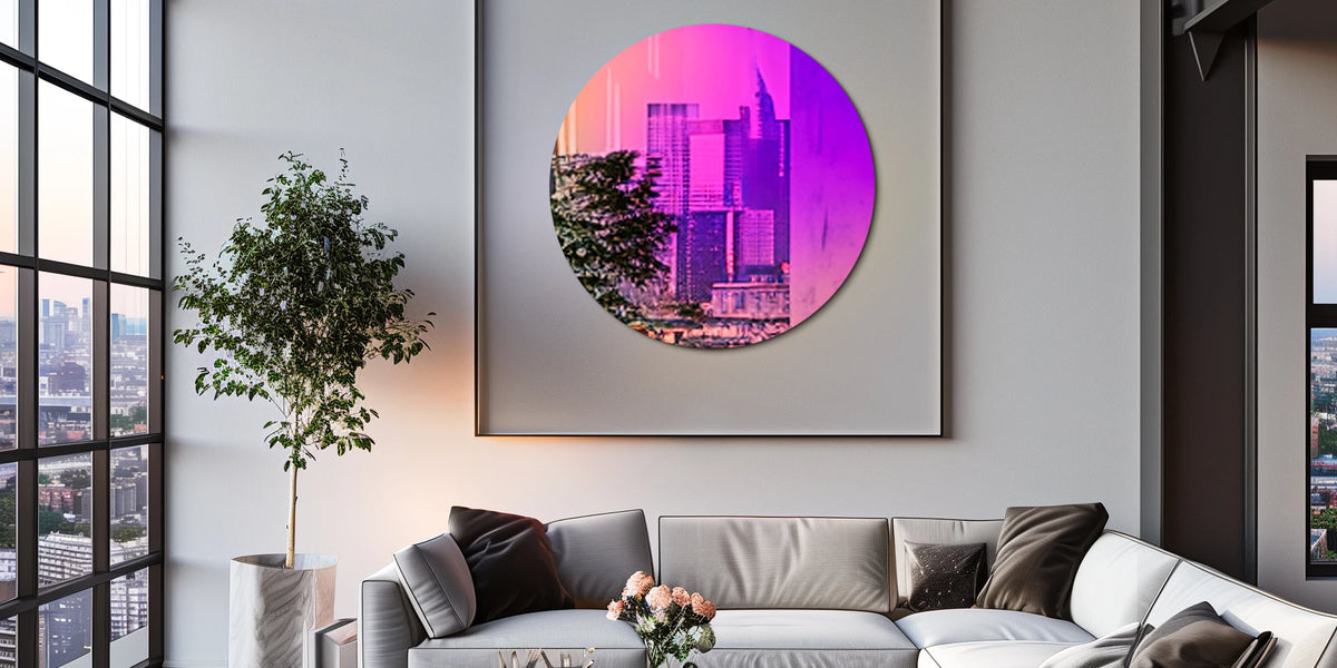26 inch rainbow gradient mirror in a living room