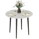 White round dining table with black legs