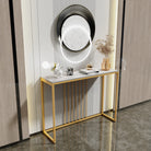 Gold console table with white stone top