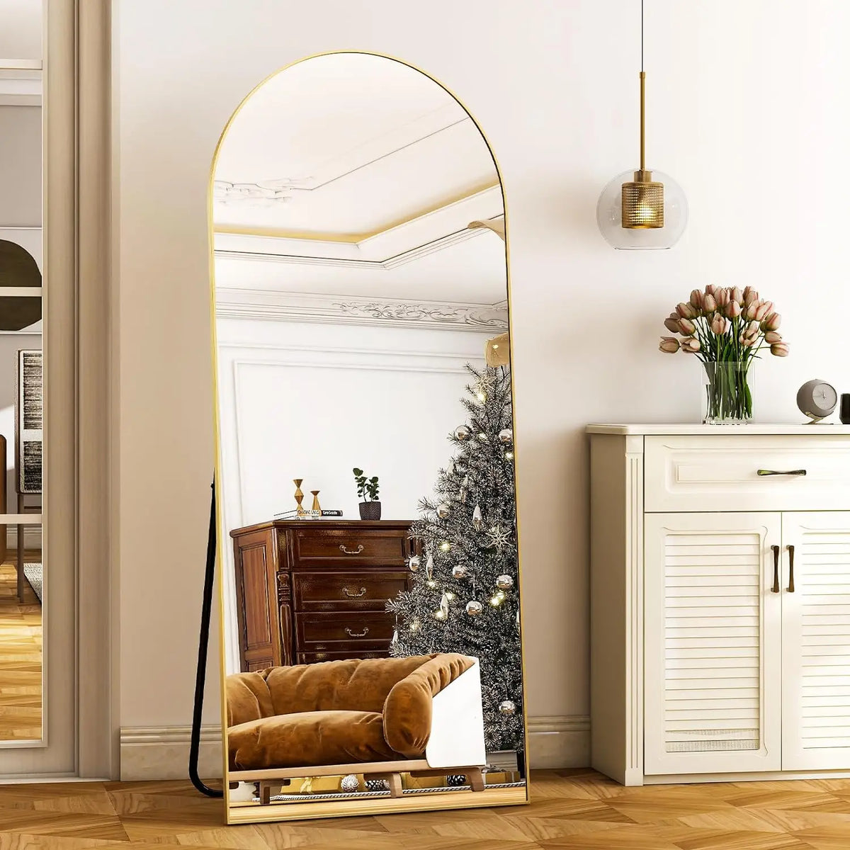 Arched floor mirror, Gold