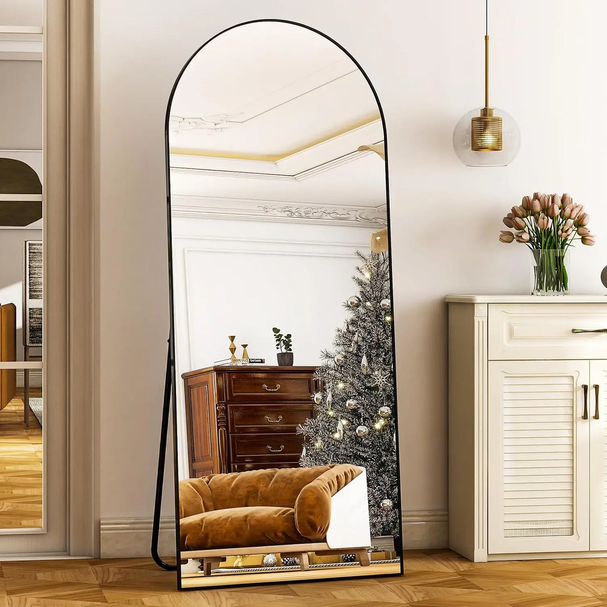 Arched floor mirror, Black